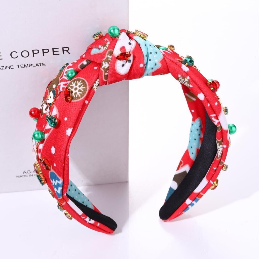 Christmas Headband for Women - Tree Bow Snowflake Knotted Jeweled Crystal Xmas D - Picture 4 of 4
